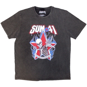 Sum 41 - Aknf Skeleton Stone Wash Uni Char T-Shirt i gruppen MERCHANDISE / T-shirt / Punk hos Bengans Skivbutik AB (5637638r)