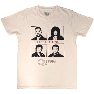 Queen - Face It Alone Squares Uni Natrl T-Shirt i gruppen MERCHANDISE / T-shirt / Pop-Rock hos Bengans Skivbutik AB (5638790r)