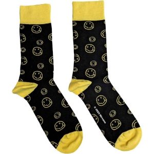 Nirvana - Outline Happy Faces Uni Bl Socks (Eu 36-40) i gruppen MERCHANDISE /  /  hos Bengans Skivbutik AB (5641792)