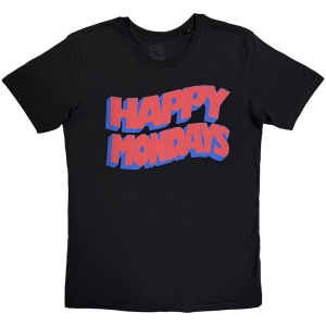 Happy Mondays - Wavy Logo Uni Bl T-Shirt i gruppen MERCHANDISE / T-shirt / Pop-Rock hos Bengans Skivbutik AB (5641850r)