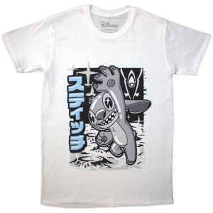 Disney - Stitch Jump B&W Uni Wht T-Shirt i gruppen MERCHANDISE / T-shirt / Film-Musikal hos Bengans Skivbutik AB (5641852r)