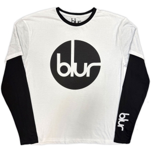 Blur - Circle Logo Uni Wht/Bl Layered Longsleeve  (L) i gruppen ÖVRIGT / -Start Tshirt hos Bengans Skivbutik AB (5643643)
