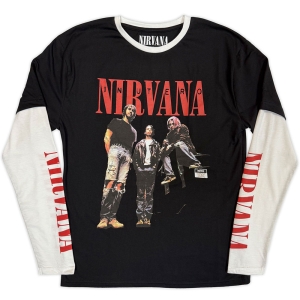 Nirvana - In Utero Band Photo Uni Bl/Wht Layered Longsleeve (L) i gruppen MERCHANDISE / T-shirt / Pop-Rock hos Bengans Skivbutik AB (5643733)