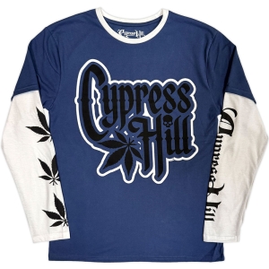 Cypress Hill - Leaf & Logo Uni Denim/Wht Layered Longsleeve i gruppen MERCHANDISE / T-shirt / Hip Hop-Rap hos Bengans Skivbutik AB (5643858r)