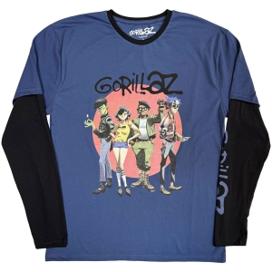 Gorillaz - Group Circle Rise Uni Denim/Bl Layered Longsleeve i gruppen MERCHANDISE / T-shirt / Pop-Rock hos Bengans Skivbutik AB (5643866r)