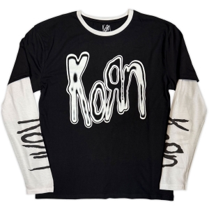 Korn - Metallic Logo Uni Bl/Wht Layered Longsleeve i gruppen MERCHANDISE / T-shirt / Hårdrock hos Bengans Skivbutik AB (5643868r)