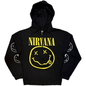 Nirvana - Yellow Happy Face Uni Bl Zip Hoodie i gruppen MERCHANDISE / Hoodies / Pop-Rock hos Bengans Skivbutik AB (5643875r)
