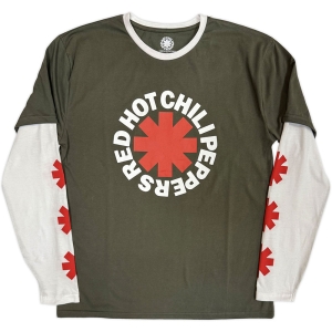Red Hot Chili Peppers - Classic Asterisk Uni Green/Wht Layered Longsleeve i gruppen MERCHANDISE / T-shirt / Pop-Rock hos Bengans Skivbutik AB (5643882r)
