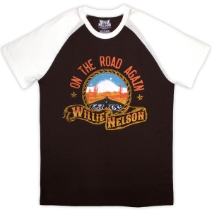 Willie Nelson - Route 66 Uni Brown/Wht Raglan i gruppen MERCHANDISE / T-shirt / Country hos Bengans Skivbutik AB (5643897r)