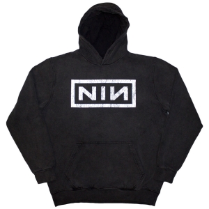 Nine Inch Nails - Classic Logo Stone Wash Uni Char Hoodie i gruppen MERCHANDISE / Hoodies / Pop-Rock hos Bengans Skivbutik AB (5644617r)