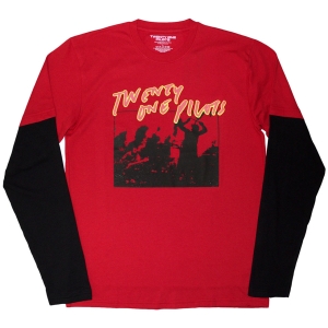 Twenty One Pilots - Live Scribble Uni Red/Bl Layered Longsle (L) i gruppen MERCHANDISE / T-shirt / Pop-Rock hos Bengans Skivbutik AB (5644771)
