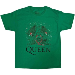 Queen - Holiday Crest Uni Green T-Shirt i gruppen MERCHANDISE / T-shirt / Pop-Rock hos Bengans Skivbutik AB (5648199r)