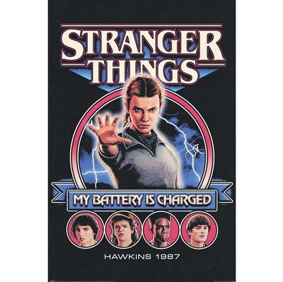 Stranger Things - My Battery Is Charged Maxi Poster 91,5 X 61 Cm i gruppen MERCHANDISE / Poster / TV-serie hos Bengans Skivbutik AB (5648476)