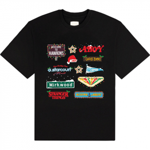 Stranger Things - Deck Christmas Sign Uni Bl T-Shirt i gruppen MERCHANDISE / T-shirt / Film-Musikal hos Bengans Skivbutik AB (5649144r)