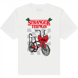 Stranger Things - Christmas Bike Uni Wht T-Shirt i gruppen MERCHANDISE / T-shirt / Film-Musikal hos Bengans Skivbutik AB (5649146r)