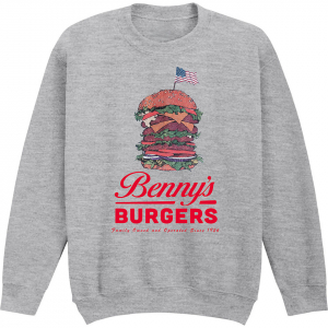 Stranger Things - Benny’S Burger Uni Grey Sweatshirt i gruppen MERCHANDISE / Sweatshirt / Film-Musikal hos Bengans Skivbutik AB (5649154r)