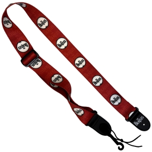The Beatles - Drop T Drum Red Guitar Strap i gruppen MERCHANDISE / Merch / Pop-Rock hos Bengans Skivbutik AB (5649183)