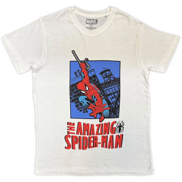 Marvel - The Amazing Spider-Man Lunge Uni Wht T-Shirt i gruppen MERCH / Kläder / T-shirts hos Bengans Skivbutik AB (5651294r)