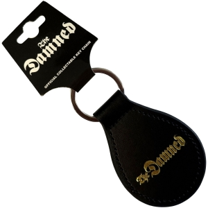 Damned - Gold Gothic Logo Leather Keychain i gruppen MERCHANDISE / Nyckelring / Punk hos Bengans Skivbutik AB (5663210)