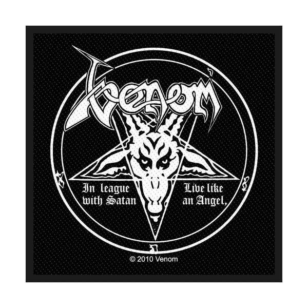 Venom - Standard Woven Patch: In League With Satan i gruppen VI TIPSAR / Fredagsreleaser / 2026-04-10 hos Bengans Skivbutik AB (5663919)