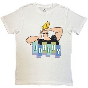 Johnny Bravo - Posing Logo Uni Wht T-Shirt i gruppen MERCHANDISE / T-shirt / Nyheter /  hos Bengans Skivbutik AB (5665539r)