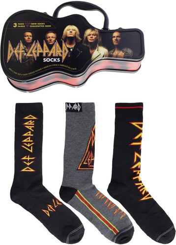 Def Leppard - Logos Guitar Tin Uni 3-Pack Socks i gruppen MERCHANDISE / Strumpor / Hårdrock hos Bengans Skivbutik AB (5667716)