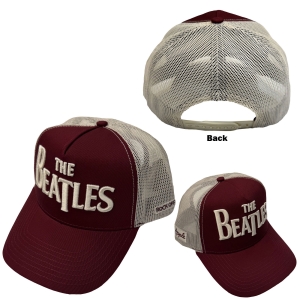 The Beatles - Drop T Logo & Apple Maroon/Natrl Mesh-Back Cap i gruppen MERCHANDISE / Keps /  /  hos Bengans Skivbutik AB (5671084)