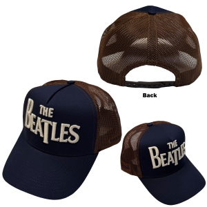 The Beatles - Drop T Logo & Apple Navy/Brown Mesh-Back Cap i gruppen MERCHANDISE / Keps /  /  hos Bengans Skivbutik AB (5671085)
