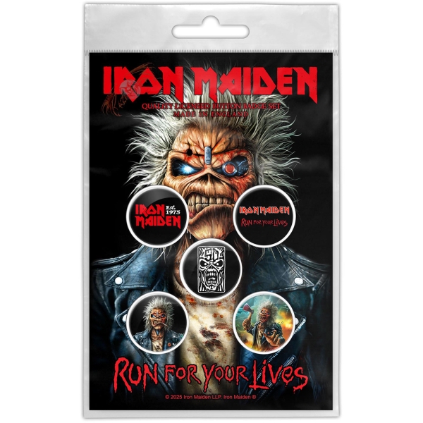 Iron Maiden - Run For Your Lives Button Badge Pack i gruppen MERCHANDISE / Pin-Button Badge /  /  hos Bengans Skivbutik AB (5673754)