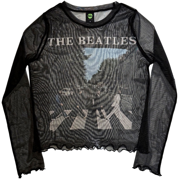 The Beatles - Abbey Road & Logo Lady Bl Mesh Crop i gruppen MERCHANDISE / T-shirt / Nyheter / Pop-Rock hos Bengans Skivbutik AB (5673989r)