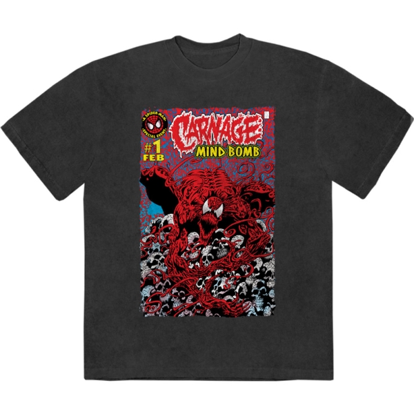 Marvel Comics - Carnage Mind Bomb Stone Wash Uni Bl T-Shirt i gruppen MERCHANDISE / T-shirt / Nyheter / Film-Musikal hos Bengans Skivbutik AB (5674007r)