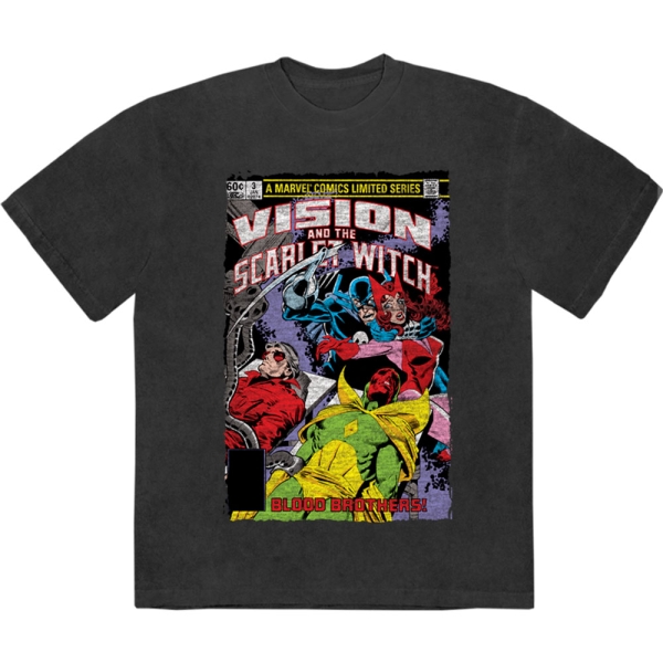 Marvel Comics - Vision/Scar Witch Blood Bros Stone Wash Uni Bl T-Shirt i gruppen MERCHANDISE / T-shirt / Nyheter / Film-Musikal hos Bengans Skivbutik AB (5674008r)