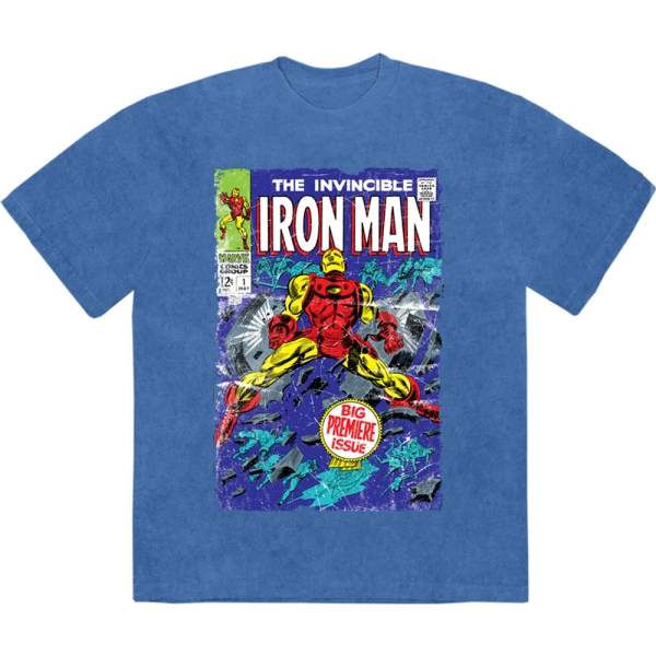 Marvel Comics - The Invincible Iron Man Stone Wash Uni Denim T-Shirt i gruppen MERCHANDISE / T-shirt / Nyheter / Film-Musikal hos Bengans Skivbutik AB (5674015r)