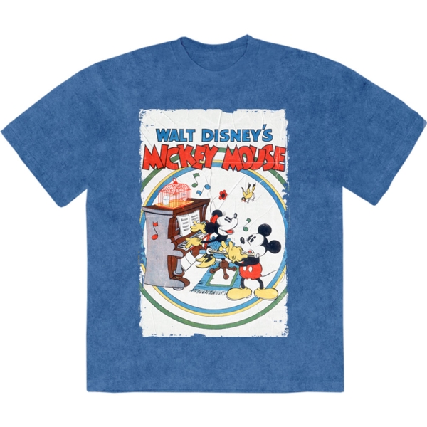 Disney - Mickey & Minnie Piano Stone Wash Uni Denim T-Shirt i gruppen MERCHANDISE / T-shirt / Nyheter / Film-Musikal hos Bengans Skivbutik AB (5674018r)