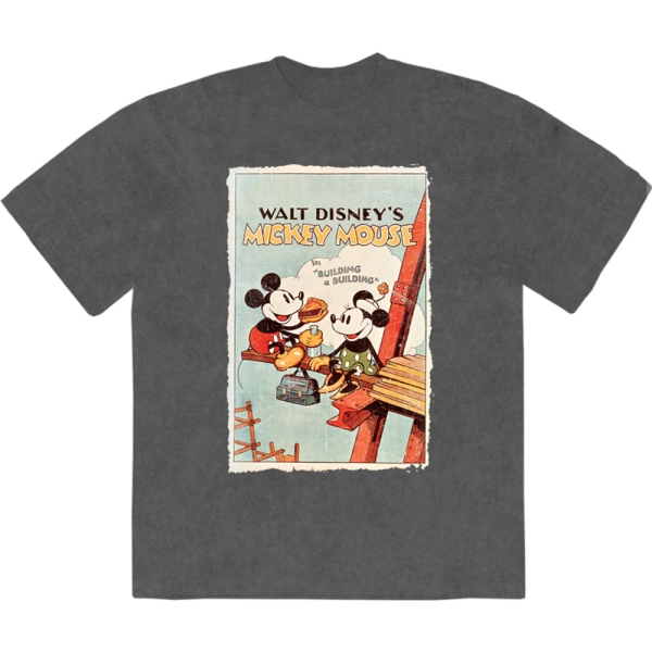 Disney - Mickey Building A Building Stone Wash Uni Char T-Shirt i gruppen MERCHANDISE / T-shirt / Nyheter / Film-Musikal hos Bengans Skivbutik AB (5674020r)