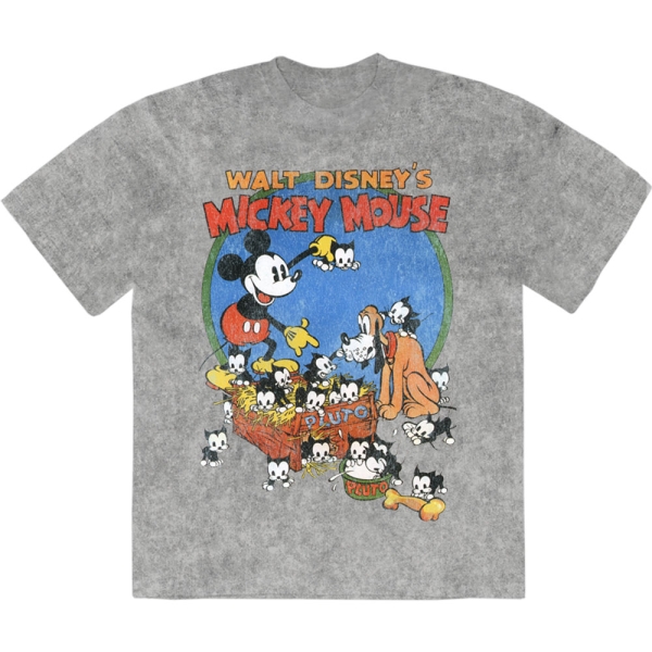 Disney - Mickey Cat Basket Stone Wash Uni Grey T-Shirt i gruppen MERCHANDISE / T-shirt / Nyheter / Film-Musikal hos Bengans Skivbutik AB (5674028r)