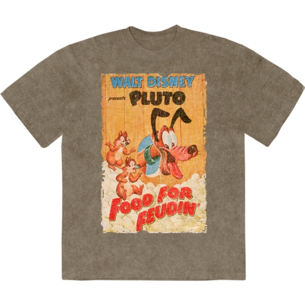 Disney - Pluto Food For Feudin' Stone Wash Uni Green T-Shirt i gruppen MERCHANDISE / T-shirt / Nyheter / Film-Musikal hos Bengans Skivbutik AB (5674030r)
