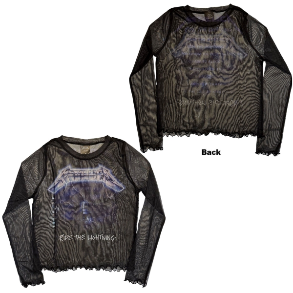 Metallica - Ride The Lightning Lady Bl Mesh Crop T-Shirt i gruppen MERCHANDISE / T-shirt / Nyheter / Hårdrock hos Bengans Skivbutik AB (5674536r)