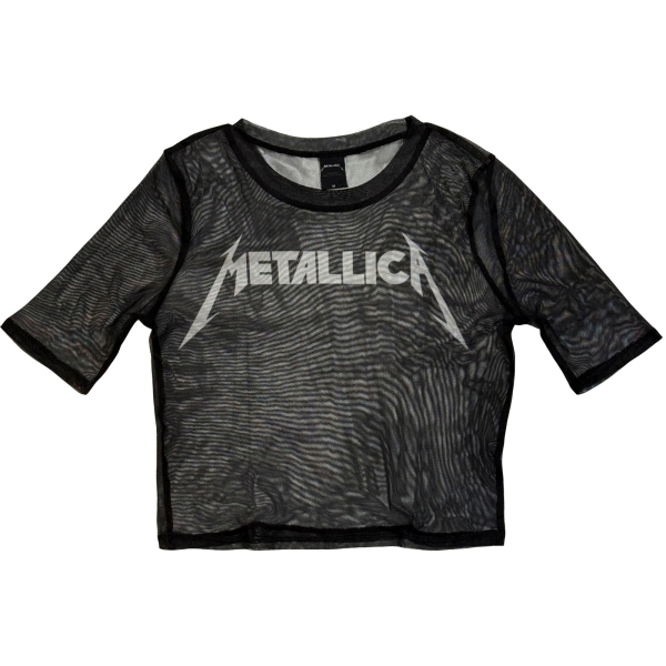 Metallica - Logo Lady Bl Mesh Crop T-Shirt i gruppen MERCHANDISE / T-shirt / Nyheter / Hårdrock hos Bengans Skivbutik AB (5674537r)