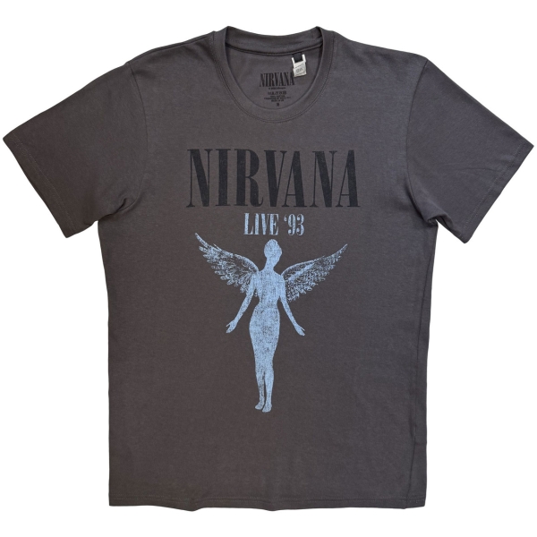 Nirvana - Unisex T-Shirt: Live 93 Angel (Charcoal Grey) i gruppen MERCHANDISE / T-shirt / Pop-Rock hos Bengans Skivbutik AB (5674542r)