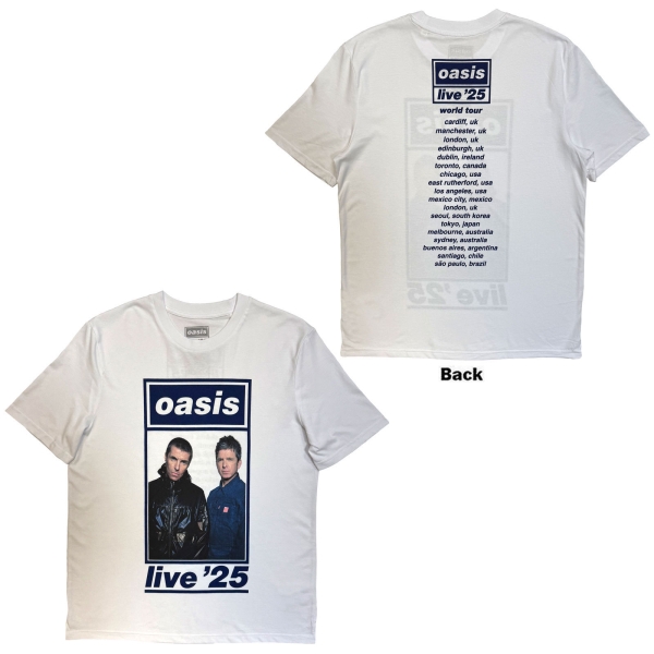 Oasis - Colour Photo Live 25 World Tour Wht T-Shirt i gruppen MERCHANDISE / T-shirt / Nyheter / Pop-Rock hos Bengans Skivbutik AB (5674547r)