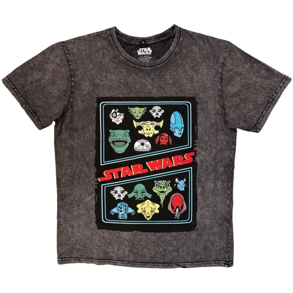 Star Wars - Alien Heads Stone Wash Uni Char T-Shirt i gruppen MERCHANDISE / T-shirt / Nyheter / Film-Musikal hos Bengans Skivbutik AB (5674602r)