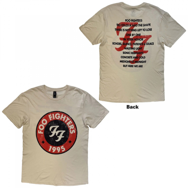Foo Fighters - Unisex T-Shirt: 1995-2025 Albums (Natural) (Back Print) i gruppen MERCHANDISE / T-shirt / Kommande / Pop-Rock hos Bengans Skivbutik AB (5675964r)