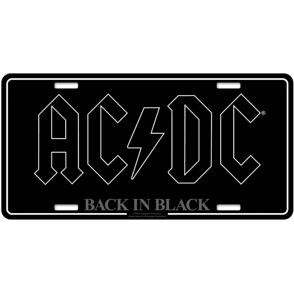 Ac/Dc - Number Plate: Back In Black i gruppen MERCHANDISE / Merch / Kommande / Hårdrock hos Bengans Skivbutik AB (5676492)