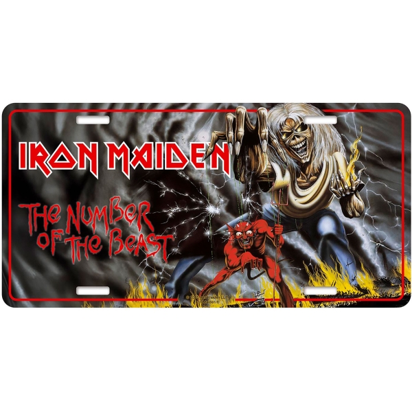 Iron Maiden - Number Plate: Number Of The Beast i gruppen MERCHANDISE / Merch / Kommande / Hårdrock hos Bengans Skivbutik AB (5676498)