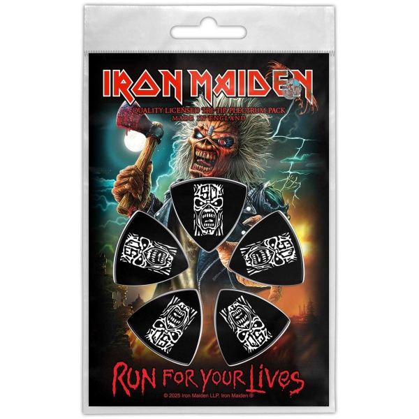 Iron Maiden - Tri-Tip Plectrum Pack: Run For Your Lives i gruppen MERCHANDISE / Merch / Kommande / Hårdrock hos Bengans Skivbutik AB (5676571)