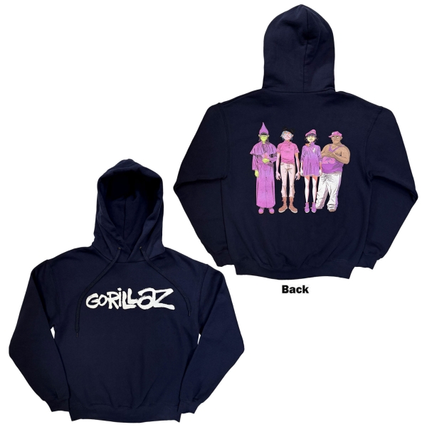 Gorillaz - Unisex Pullover Hoodie: Cracker Island (Navy Blue) (Back Print) i gruppen MERCHANDISE / Hoodies / Kommande / Pop-Rock hos Bengans Skivbutik AB (5676576r)