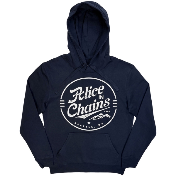 Alice In Chains - Circle Emblem (Navy Blue) Unisex Pullover Hoodie i gruppen MERCHANDISE / Hoodies / Kommande / Pop-Rock hos Bengans Skivbutik AB (5677241r)