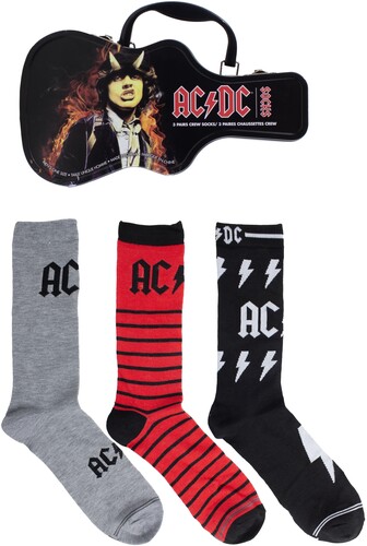 Ac/Dc - Crew Socks (3 Pack Collector Guitar Shape Tin) i gruppen MERCHANDISE / Strumpor / Hårdrock hos Bengans Skivbutik AB (5680194)