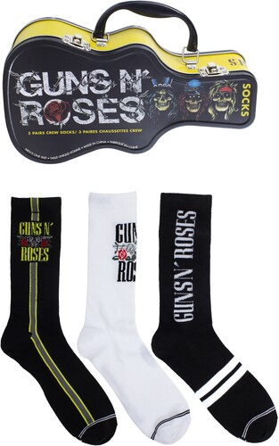 Guns N' Roses - Crew Socks (3 Pack Collector Guitar Shape Tin) i gruppen MERCHANDISE / Strumpor / Hårdrock hos Bengans Skivbutik AB (5680196)